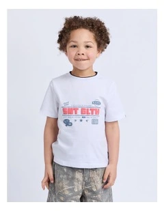 Rumble Tee (3-7 Years) in White