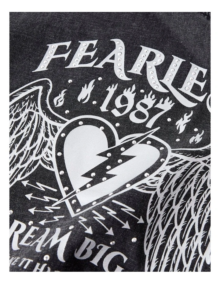 Janta Printed Cotton T-shirt in Black image 2