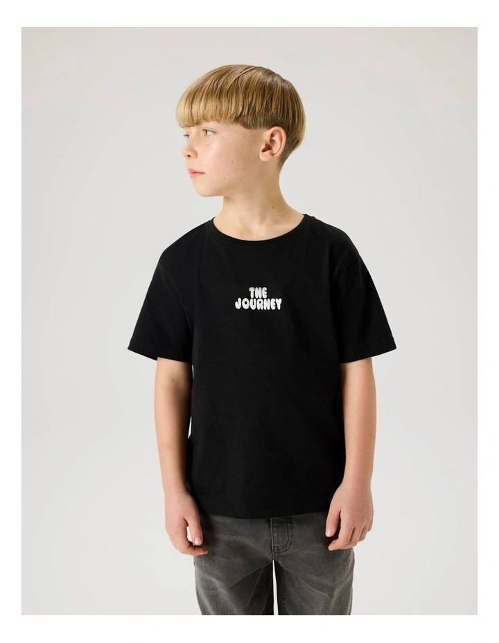 Berna Organic Cotton Printed T-shirt in Black image 1