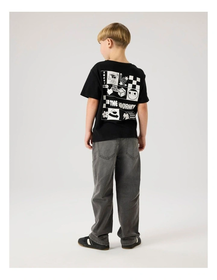 Berna Organic Cotton Printed T-shirt in Black image 2