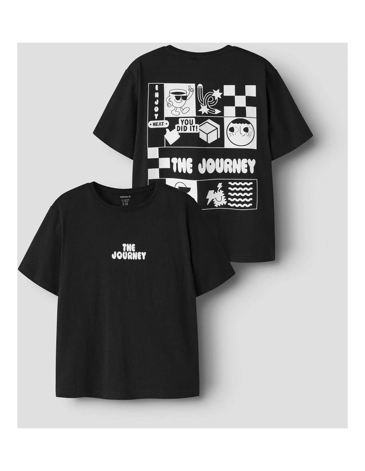 Berna Organic Cotton Printed T-shirt in Black image 3