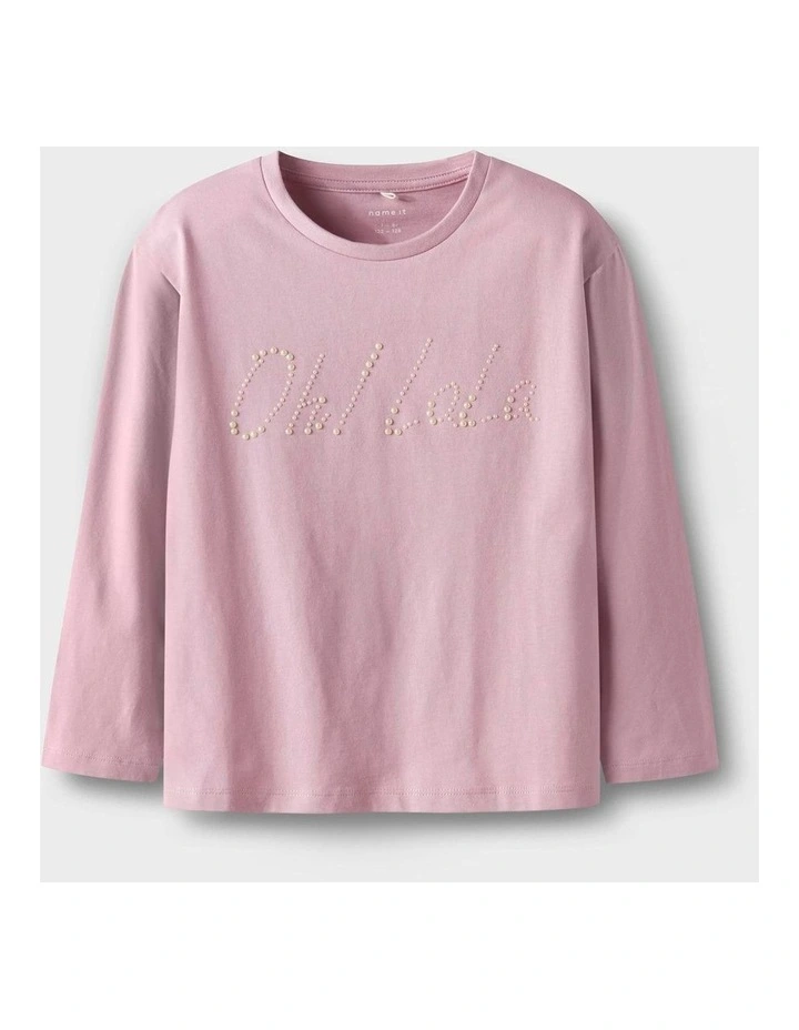 Friku Long Sleeve Cotton Top in Pink image 1
