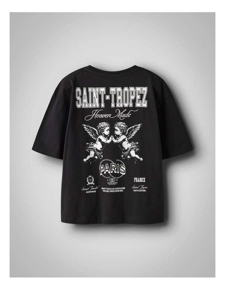 Robert Printed Cotton T-Shirt in Black image 2