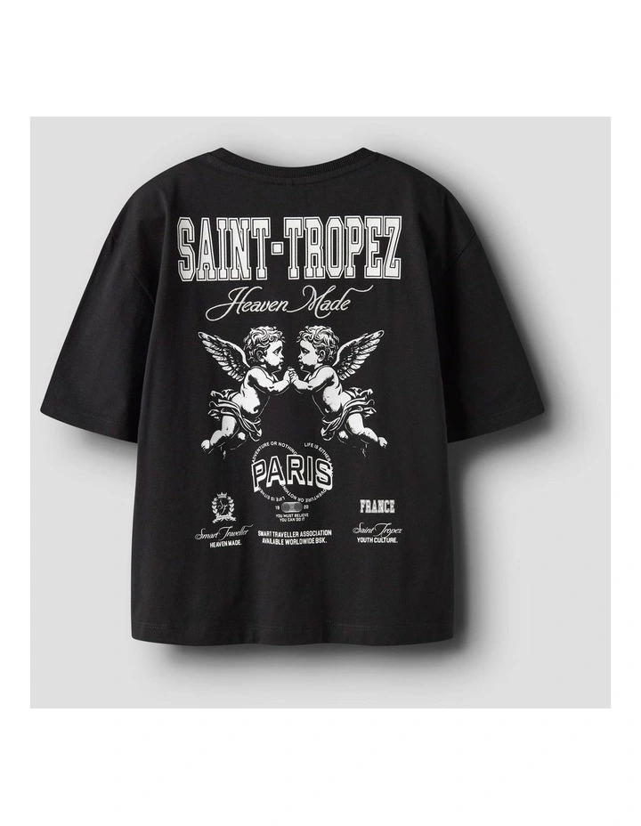 Robert Printed Cotton T-Shirt in Black image 2