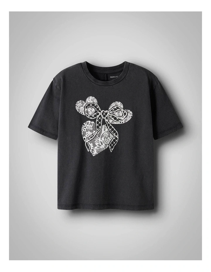 Nika Printed Cotton T-shirt in Black image 1