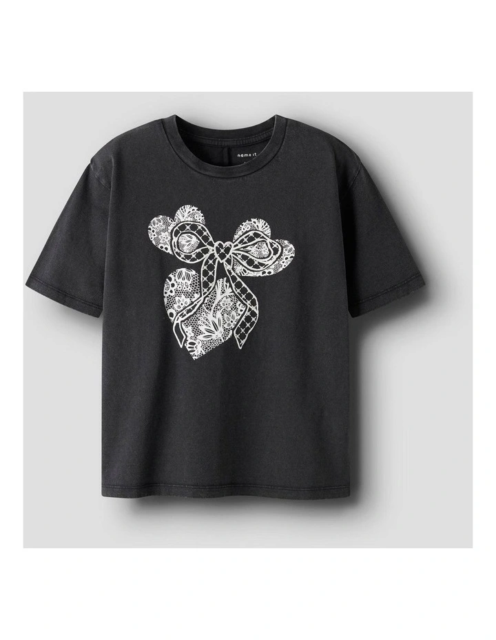 Nika Printed Cotton T-Shirt in Black image 1