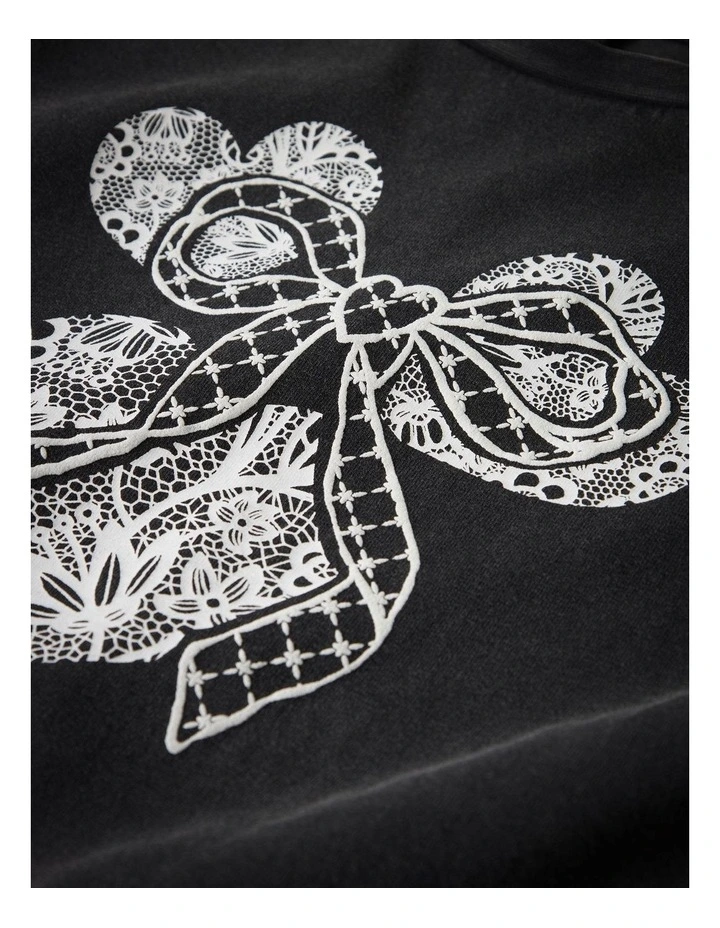 Nika Printed Cotton T-shirt in Black image 3