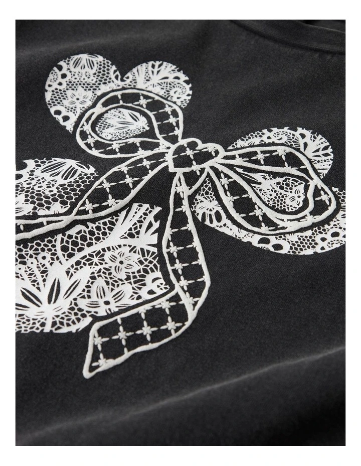 Nika Printed Cotton T-Shirt in Black image 3