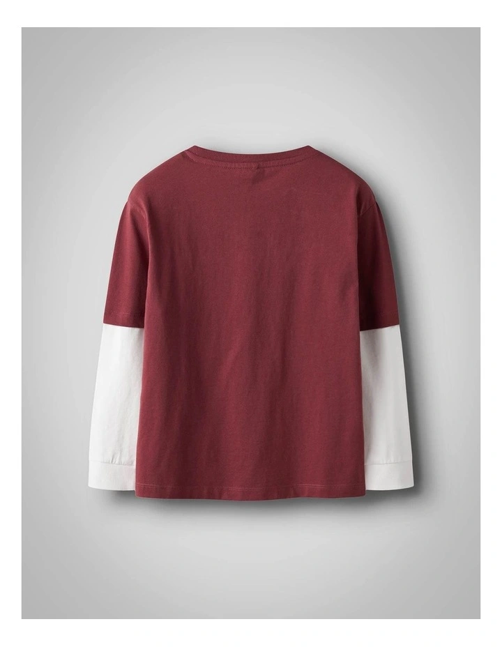 Robin Printed Long Sleeve Top in Red image 2