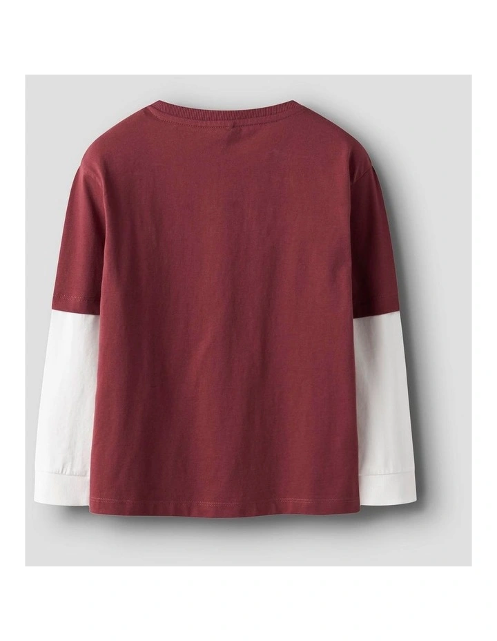 Robin Printed Long Sleeve Top in Red image 2