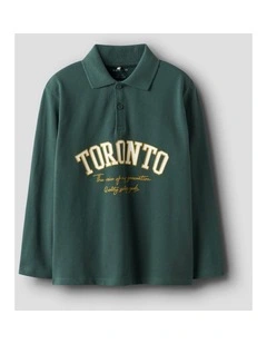 Shane Long Sleeve Polo Shirt in Green