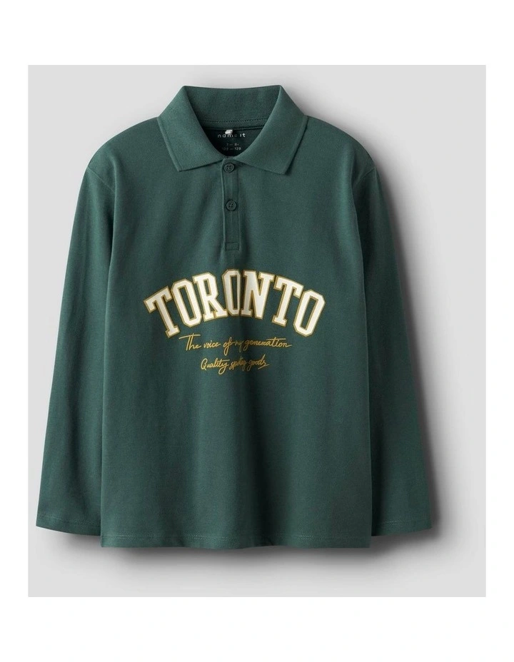 Shane Long Sleeve Polo Shirt in Green image 1