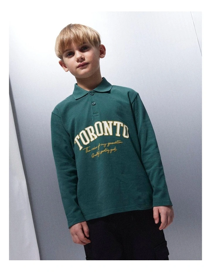 Shane Long Sleeve Polo Shirt in Green image 4