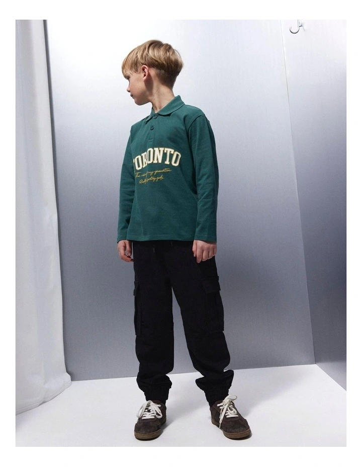 Shane Long Sleeve Polo Shirt in Green image 5