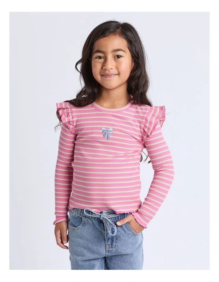 Maya Frill Lslv Rib (3 - 7 Years) in Pink image 1