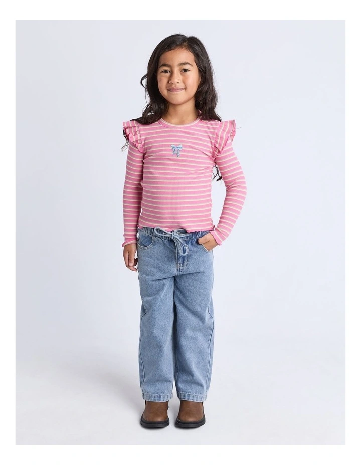 Maya Frill Lslv Rib (3 - 7 Years) in Pink image 3