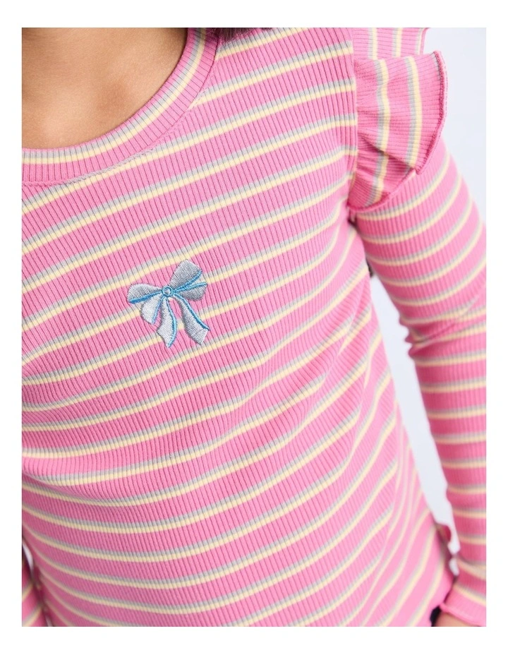 Maya Frill Lslv Rib (3 - 7 Years) in Pink image 4