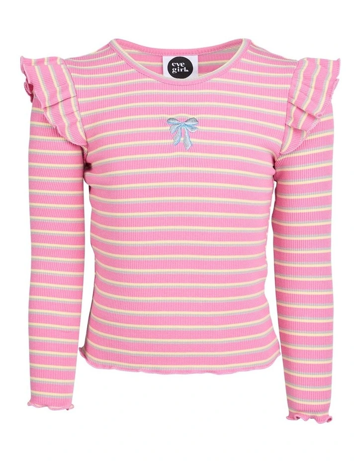 Maya Frill Lslv Rib (3 - 7 Years) in Pink image 5