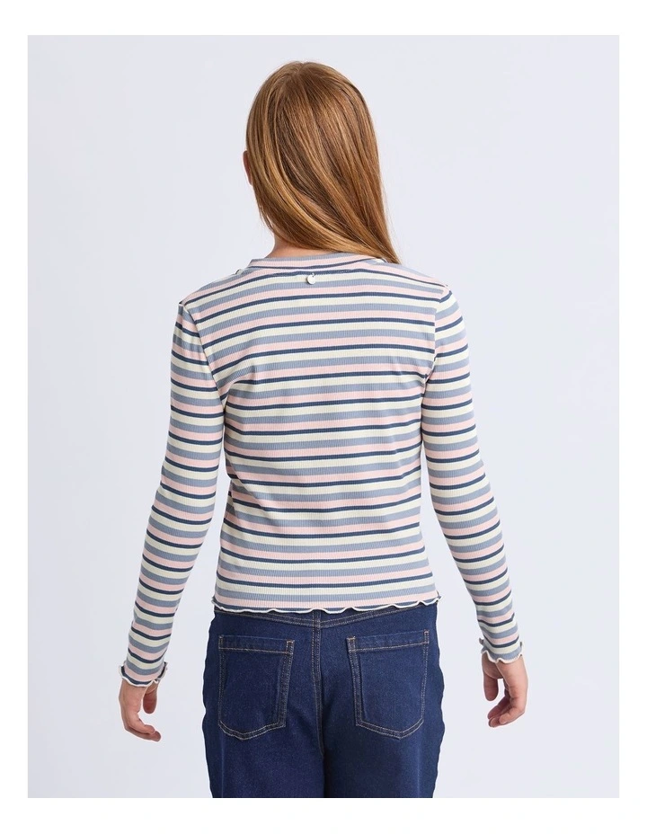 Annie Long Sleeve Rib Top (8 - 16 Years) in Blue image 2