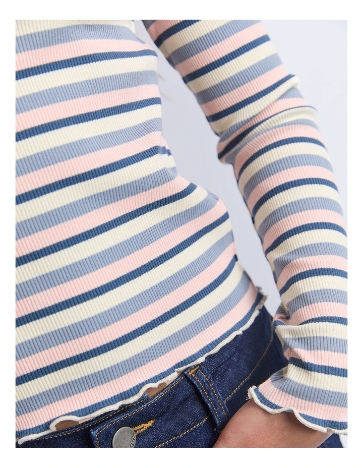 Annie Long Sleeve Rib Top (8 - 16 Years) in Blue image 4