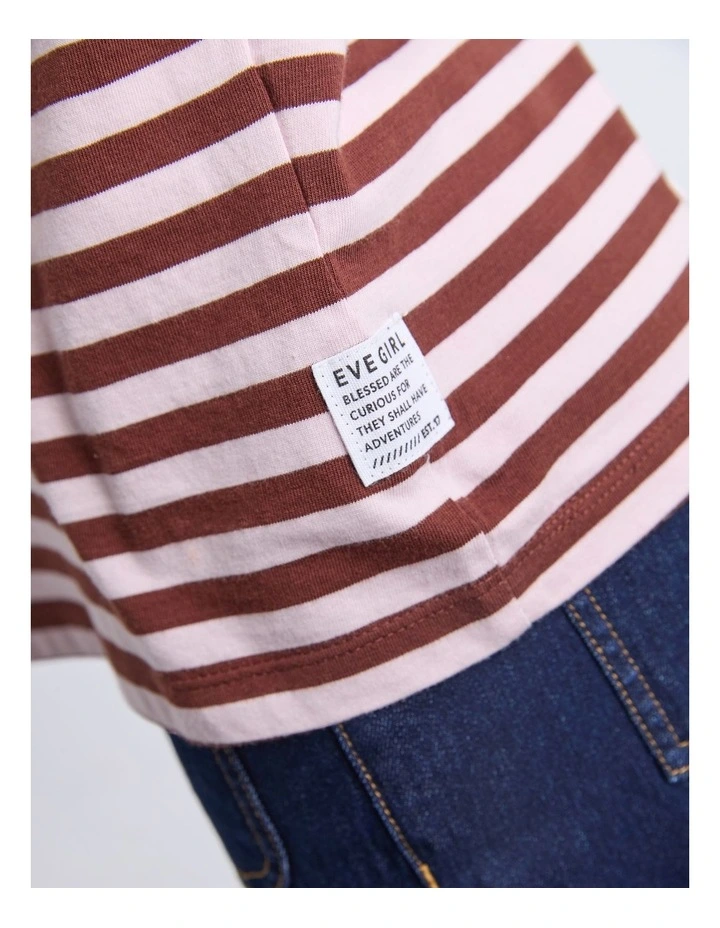 Brooklyn Stripe Long Sleeve Top (8 - 16 Years) in Chocolate image 4