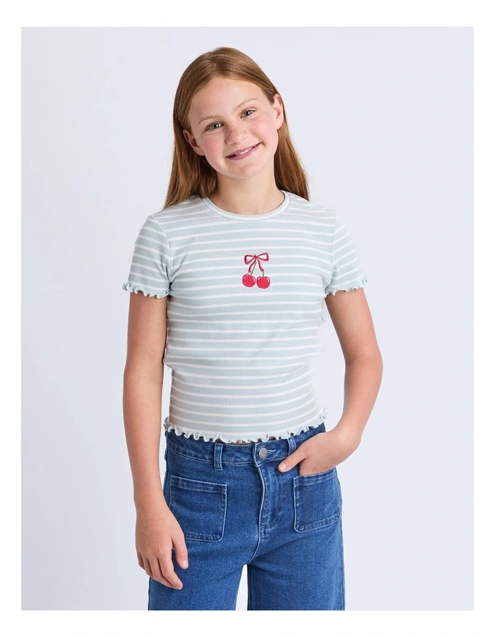 Betty Rib Tee (8 - 16 Years) in Light Blue image 1