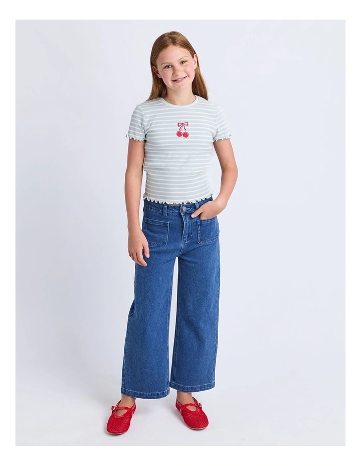 Betty Rib Tee (8 - 16 Years) in Light Blue image 3