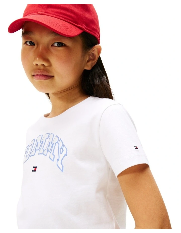Varsity Sateen Logo T-shirt (8-16 Years) in White image 3