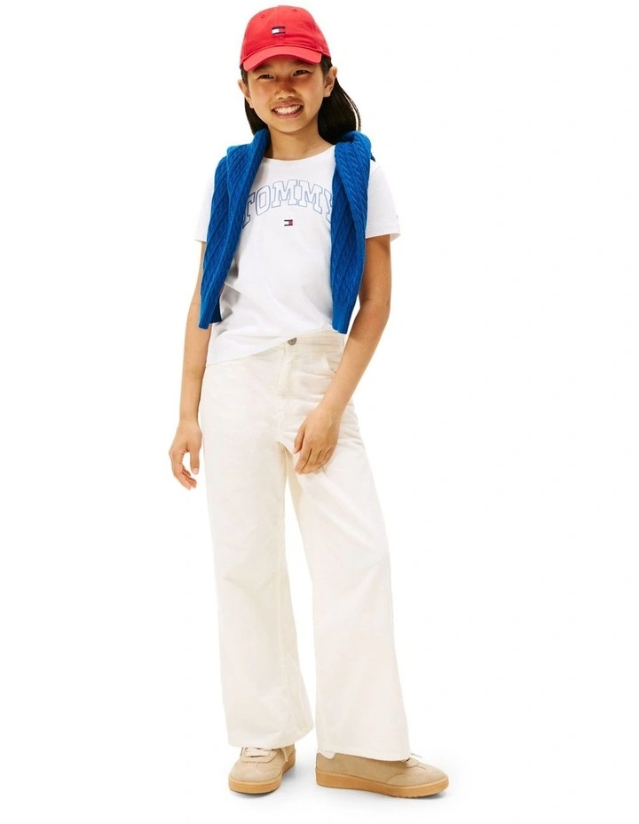 Varsity Sateen Logo T-shirt (8-16 Years) in White image 4