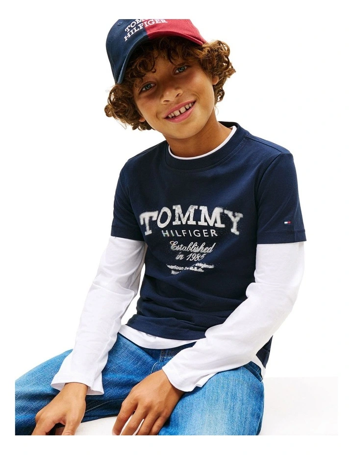 Boys 3-7 Faded Print Short Sleeve Tee in Blue image 3