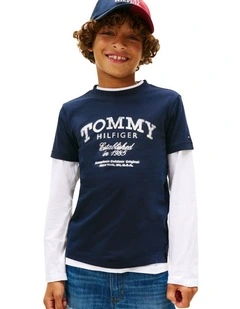 Boys 8-16 Faded Print Short Sleeve Tee in Blue