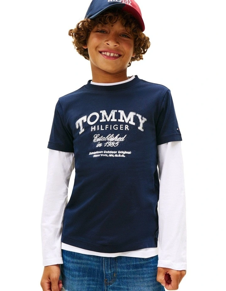 Boys 8-16 Faded Print Short Sleeve Tee in Blue image 1