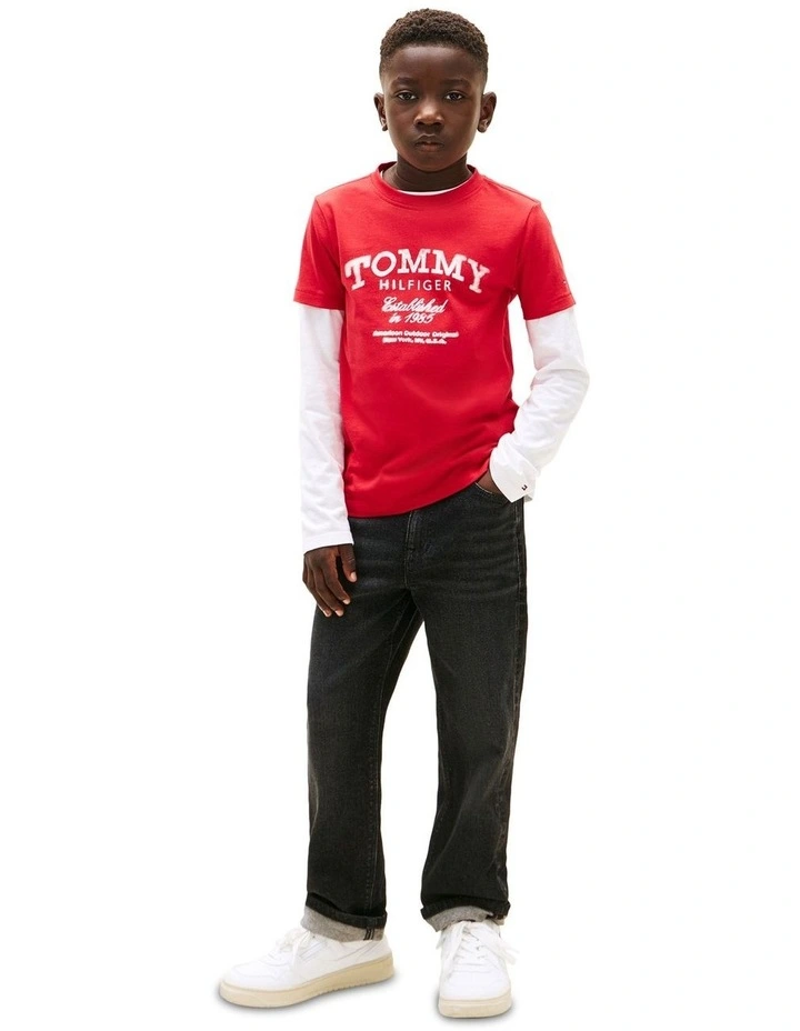Boys Faded Print Short Sleeve Tee (3-7 Years) in Red image 4