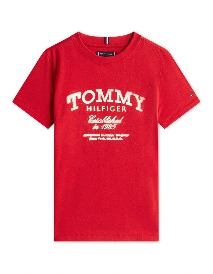 Boys Faded Print Short Sleeve Tee (8-16 Years) in Red image 5