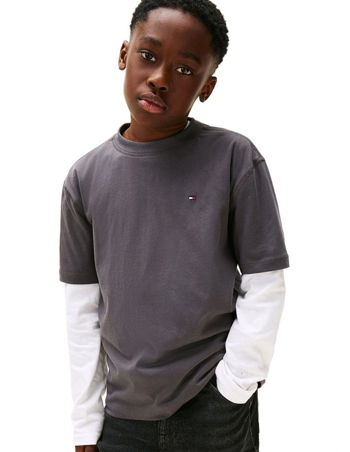Faded Graphic Tee (3-7 Years) in Grey image 1