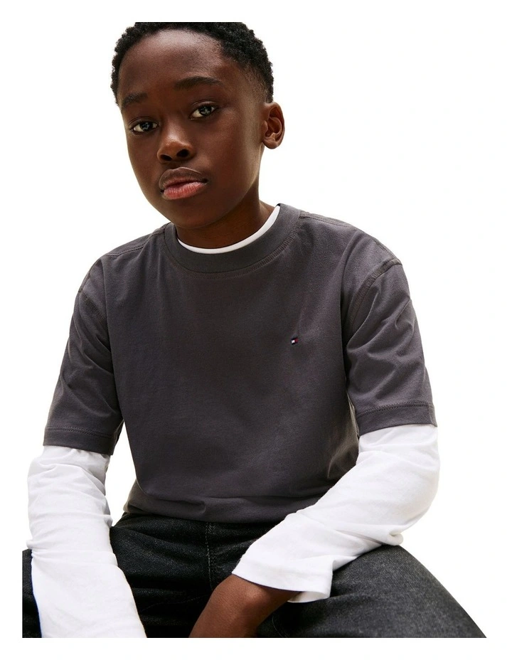 Faded Graphic Tee (3-7 Years) in Grey image 3