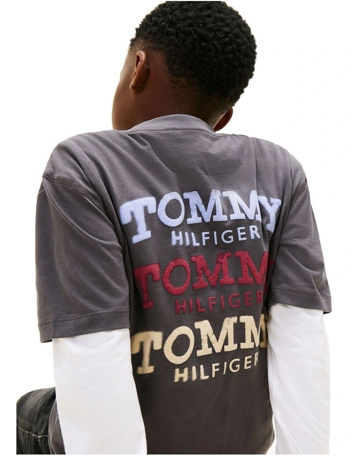 Faded Graphic Tee (3-7 Years) in Grey image 4