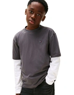 Faded Graphic Tee (8-16 Years) in Grey