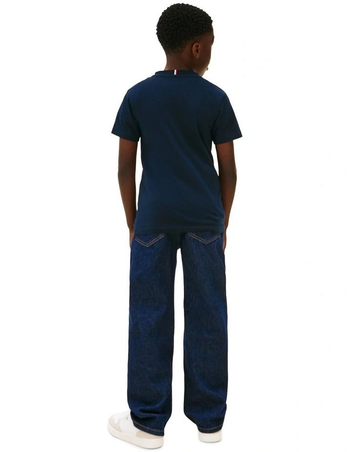 Kids Unisex Logo Crew Neck T-Shirt (3-7 Years) in Navy image 5