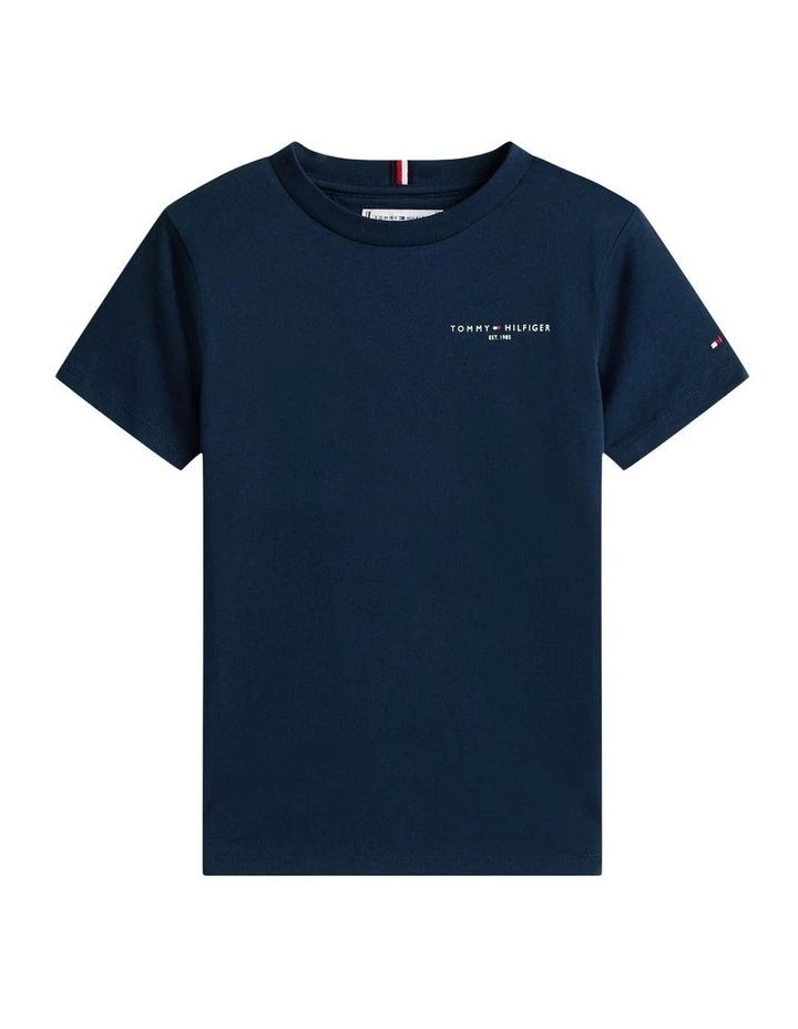 Kids Unisex Logo Crew Neck T-Shirt (8-16 Years) in Navy image 1