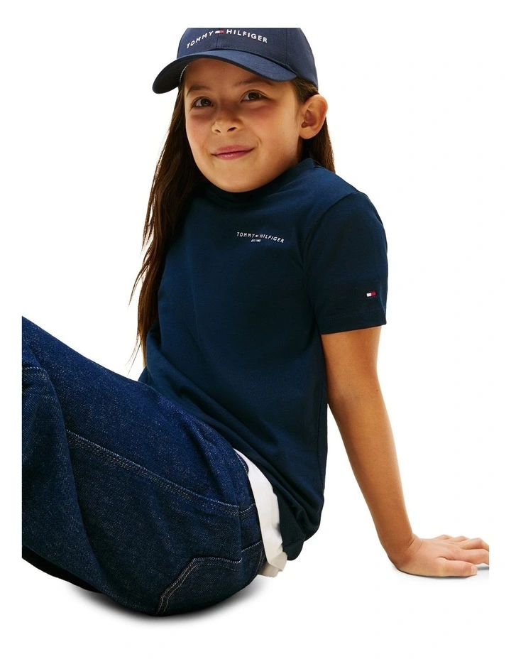 Kids Unisex Logo Crew Neck T-Shirt (8-16 Years) in Navy image 7