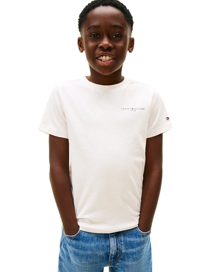 Kids Unisex Logo Crew Neck T-Shirt (3-7 Years) in White image 2