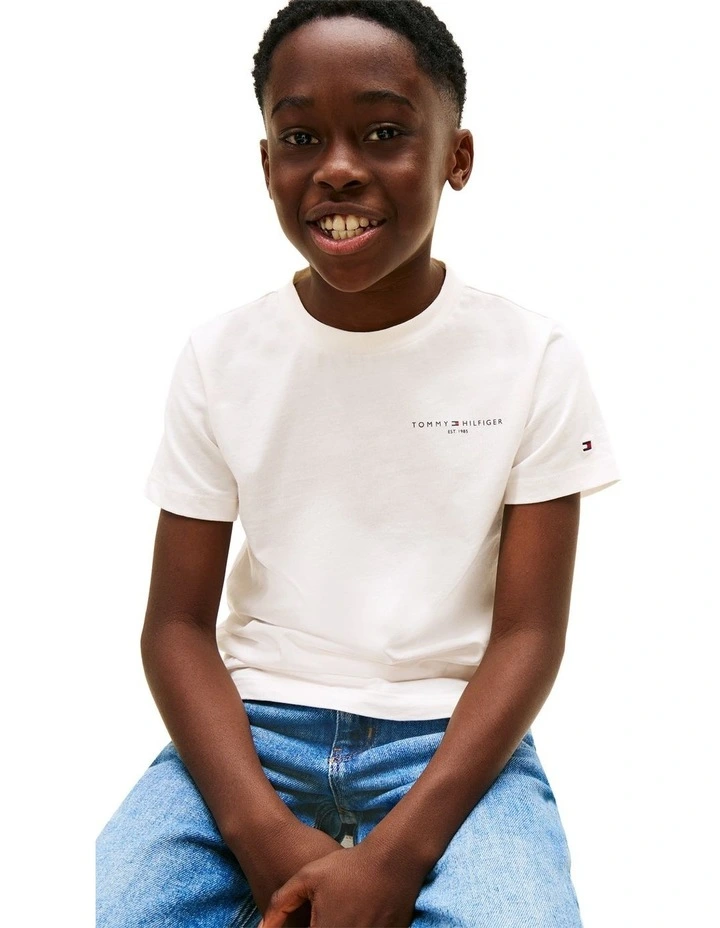 Kids Unisex Logo Crew Neck T-Shirt (3-7 Years) in White image 3