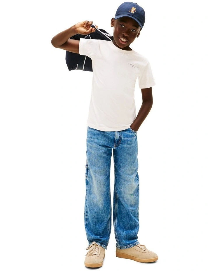 Kids Unisex Logo Crew Neck T-Shirt (3-7 Years) in White image 4