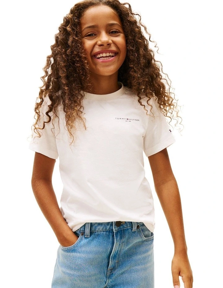 Kids Unisex Logo Crew Neck T-Shirt (3-7 Years) in White image 6