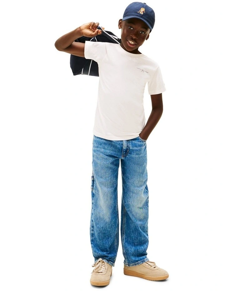 Kids Unisex Logo Crew Neck T-Shirt (8-16 Years) in White image 4
