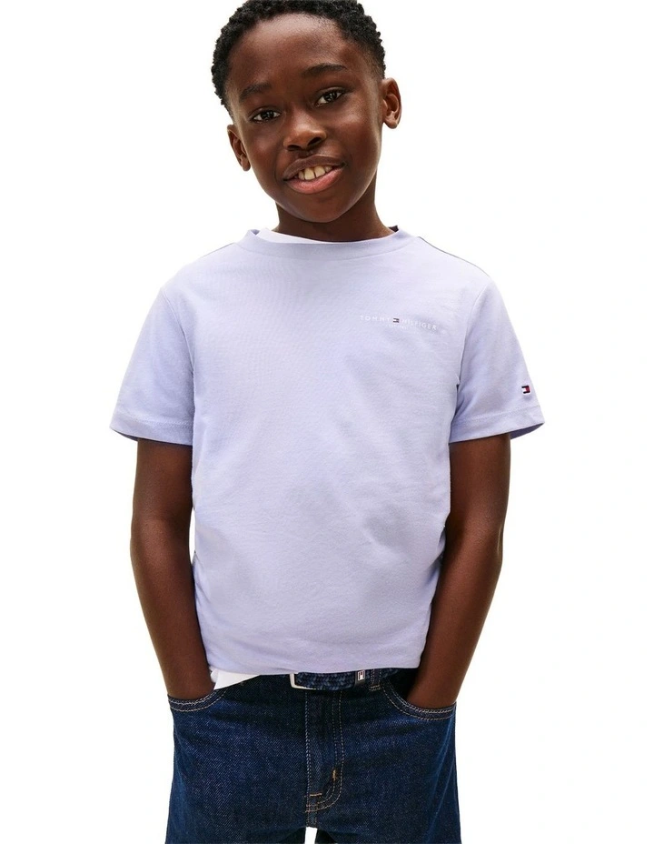 Kids Unisex Logo Crew Neck T-Shirt (3-7 Years) in Periwinkle Dusk image 2