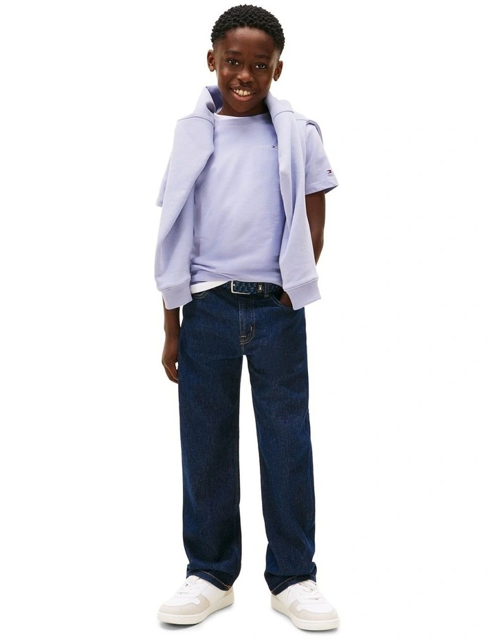 Kids Unisex Logo Crew Neck T-Shirt (3-7 Years) in Periwinkle Dusk image 3