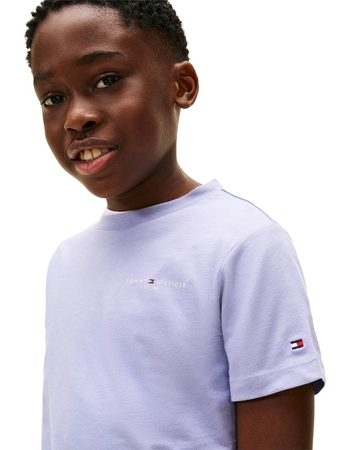 Kids Unisex Logo Crew Neck T-Shirt (3-7 Years) in Periwinkle Dusk image 4