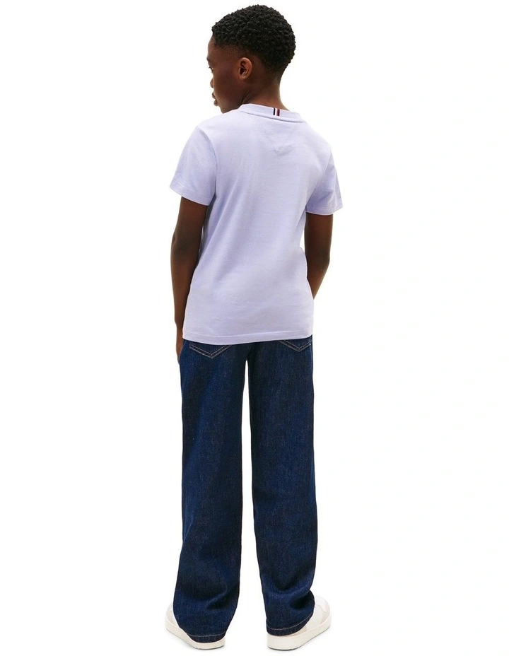 Kids Unisex Logo Crew Neck T-Shirt (3-7 Years) in Periwinkle Dusk image 5